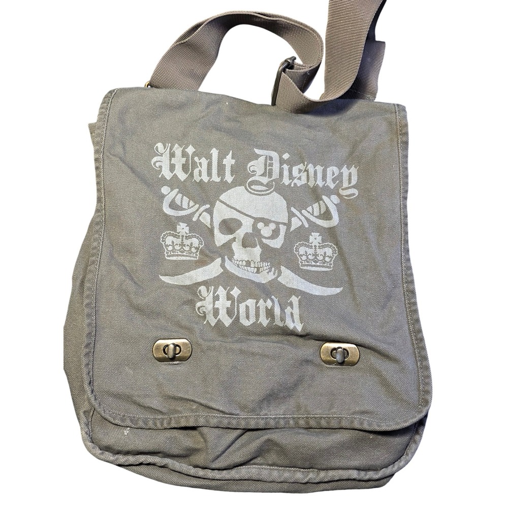 Walt Disney World Pirates of the Caribbean Canvas Messenger Bag Olive Green